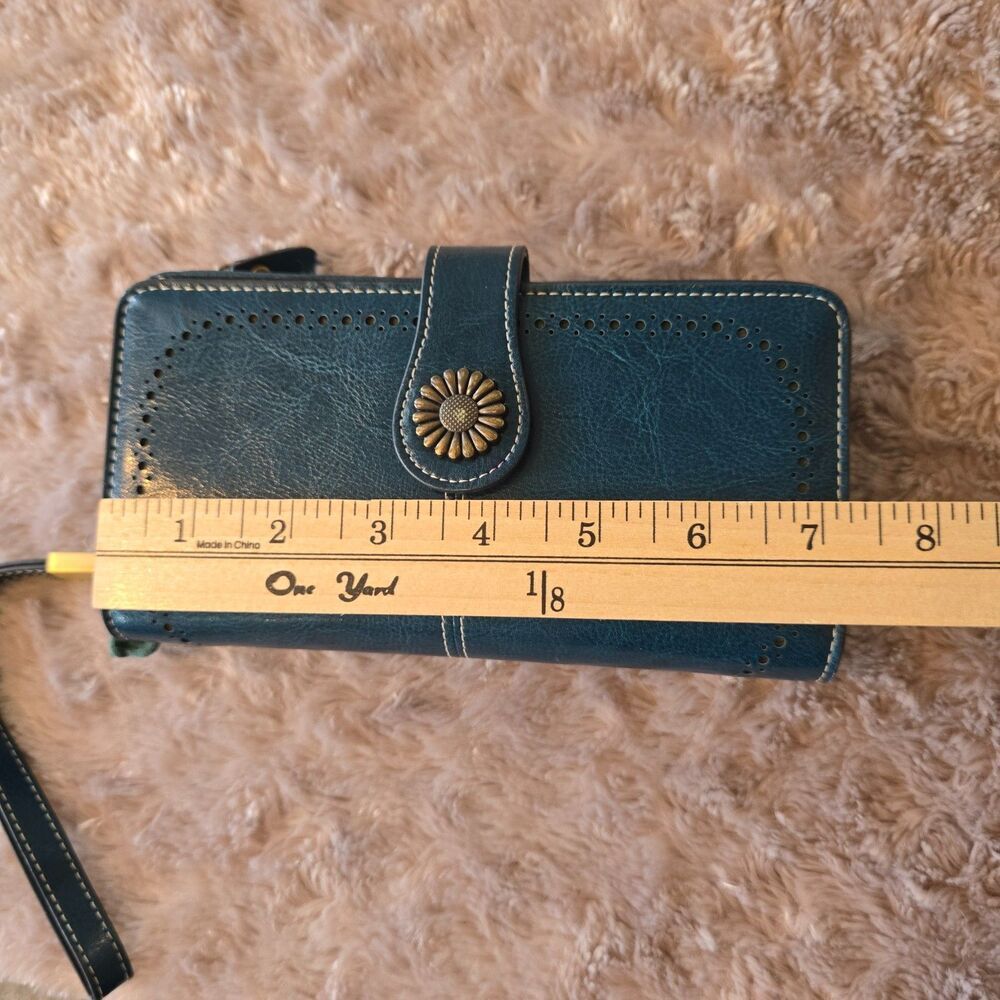 SENDEFN Wallet Leather Bifold Organizer Teal RFID Snap Zip Card Holder - Picture 4 of 15
